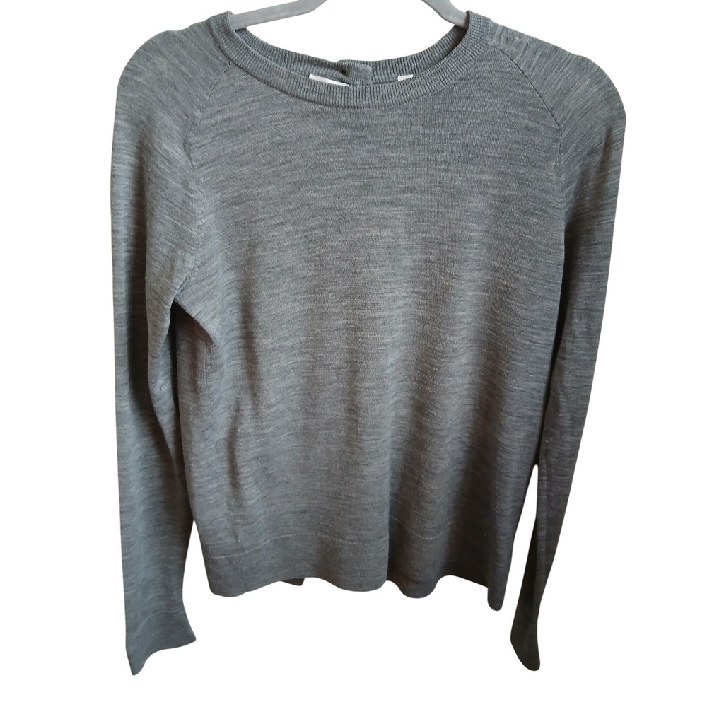ALC Grey 100 Merino Wool Button Back Sweater Size S P